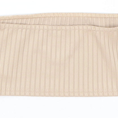 Womens UK Size 8 Missguided Beige Cropped T-Shirt