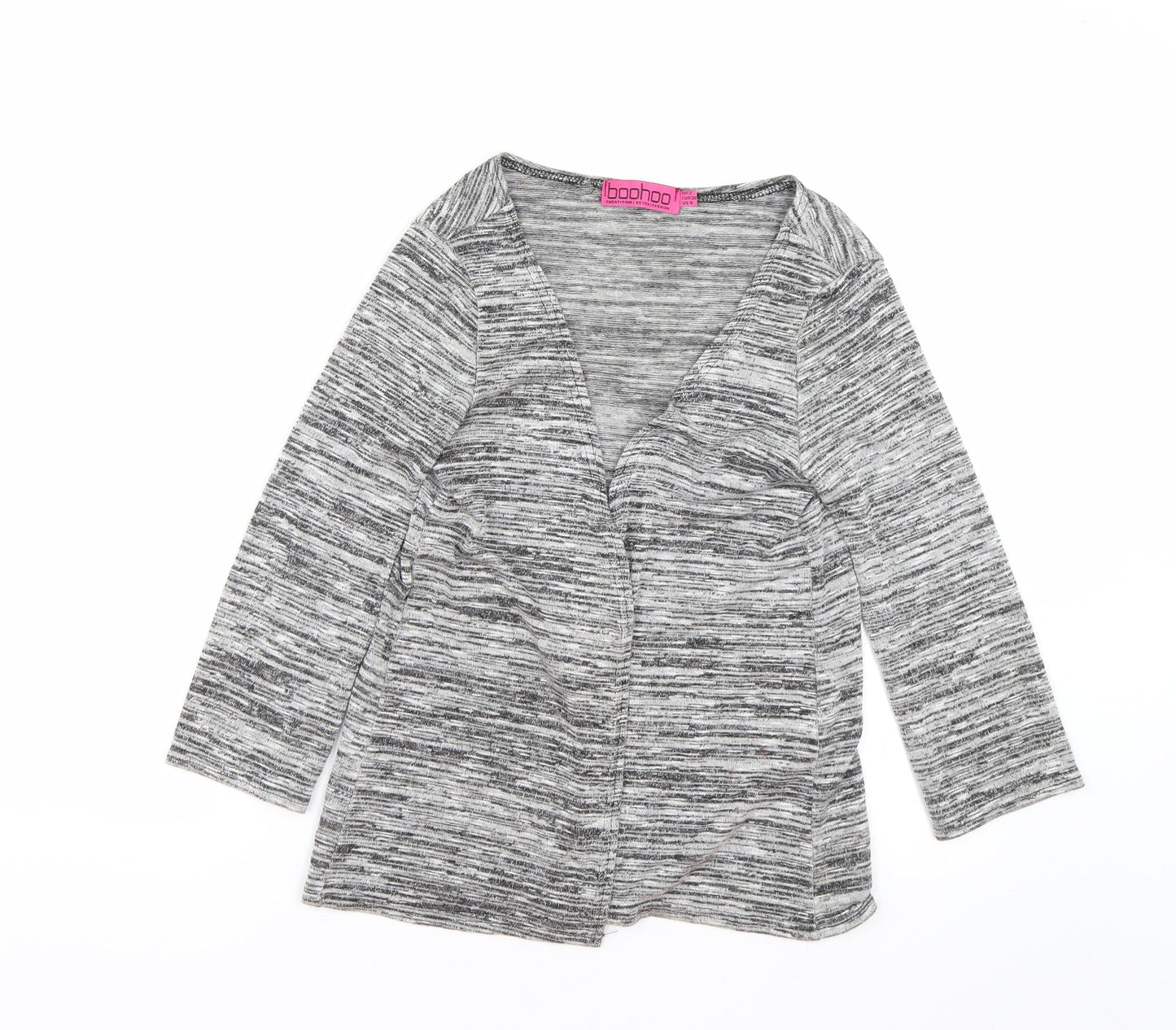 Boohoo Womens Grey Striped  Cardigan Jumper Size 8