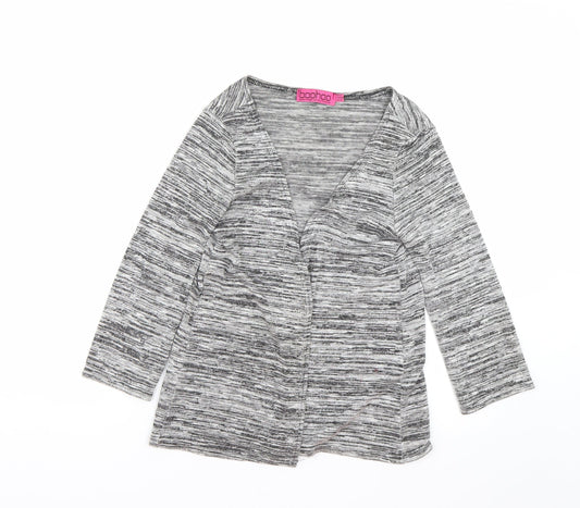 Boohoo Womens Grey Striped  Cardigan Jumper Size 8