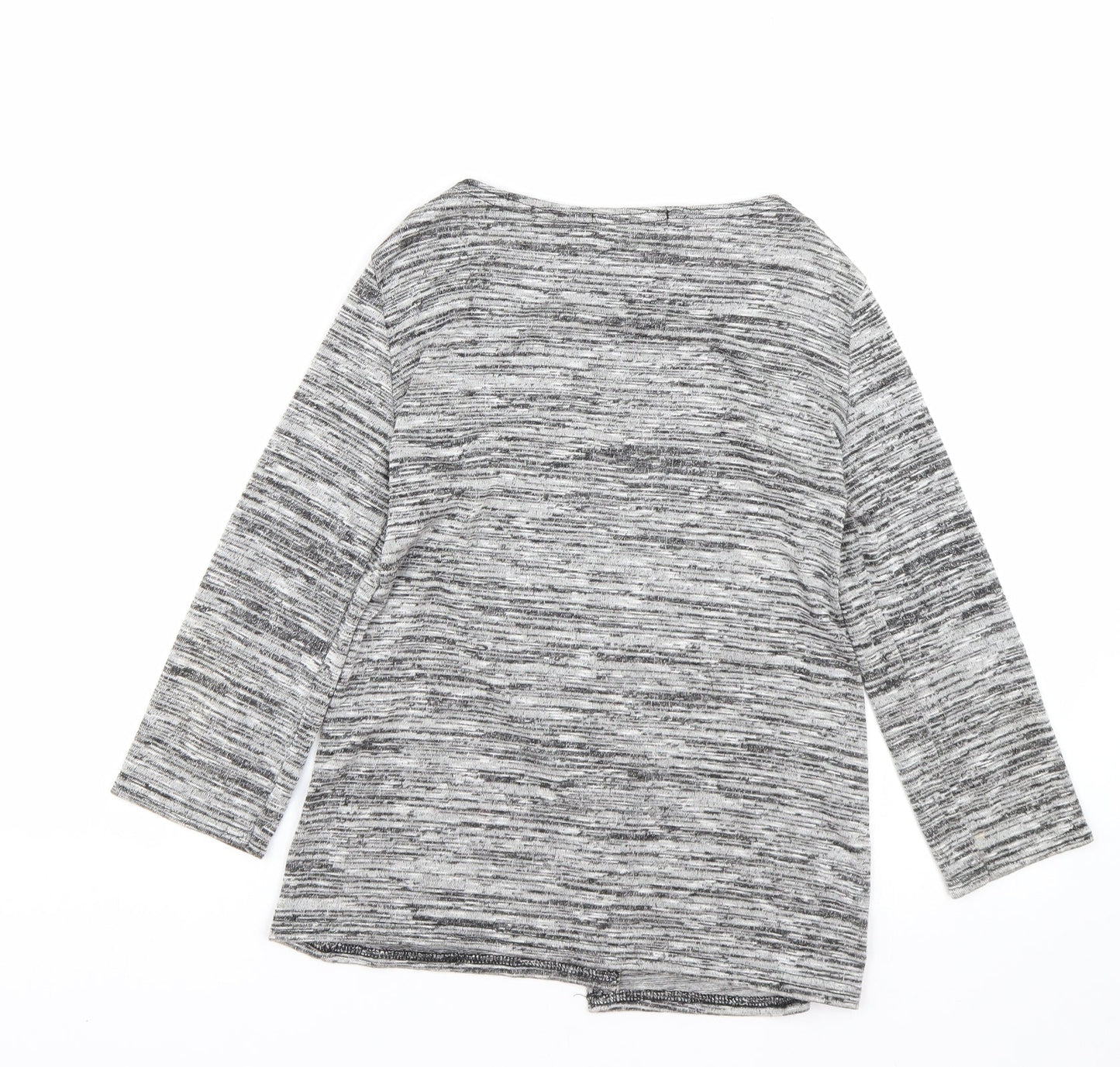 Boohoo Womens Grey Striped  Cardigan Jumper Size 8