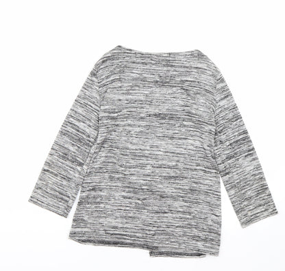 Boohoo Womens Grey Striped  Cardigan Jumper Size 8
