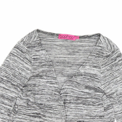 Boohoo Womens Grey Striped  Cardigan Jumper Size 8