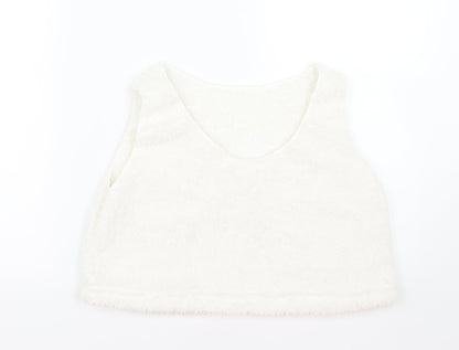 Womens UK Size M Preworn White Basic Tank
