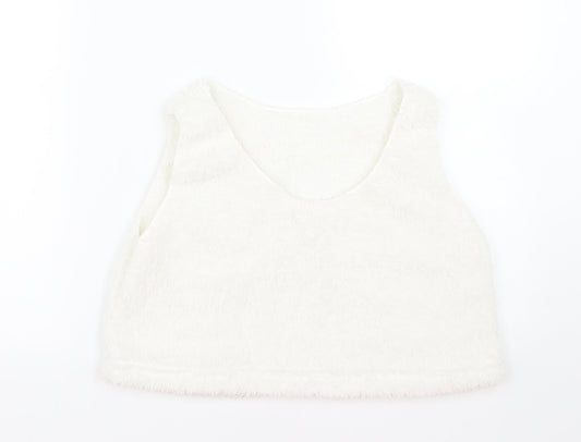 Womens UK Size M Preworn White Basic Tank