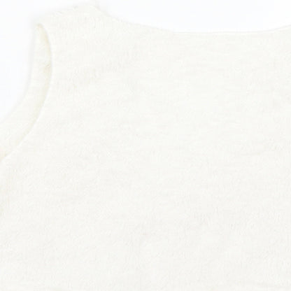Womens UK Size M Preworn White Basic Tank