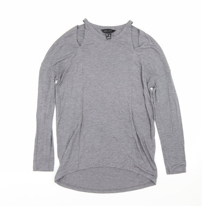 Womens UK Size 6 New Look Grey Basic T-Shirt