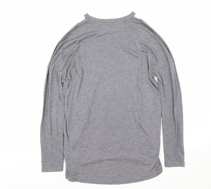 Womens UK Size 6 New Look Grey Basic T-Shirt