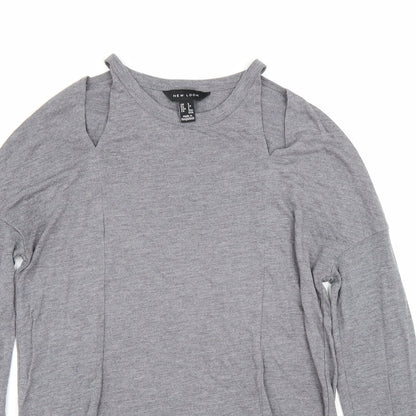 Womens UK Size 6 New Look Grey Basic T-Shirt