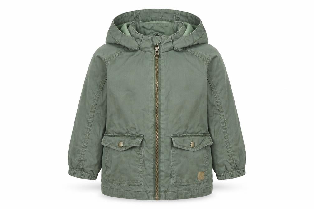 Front view of H&M boys’ green jacket coat, size 2, years