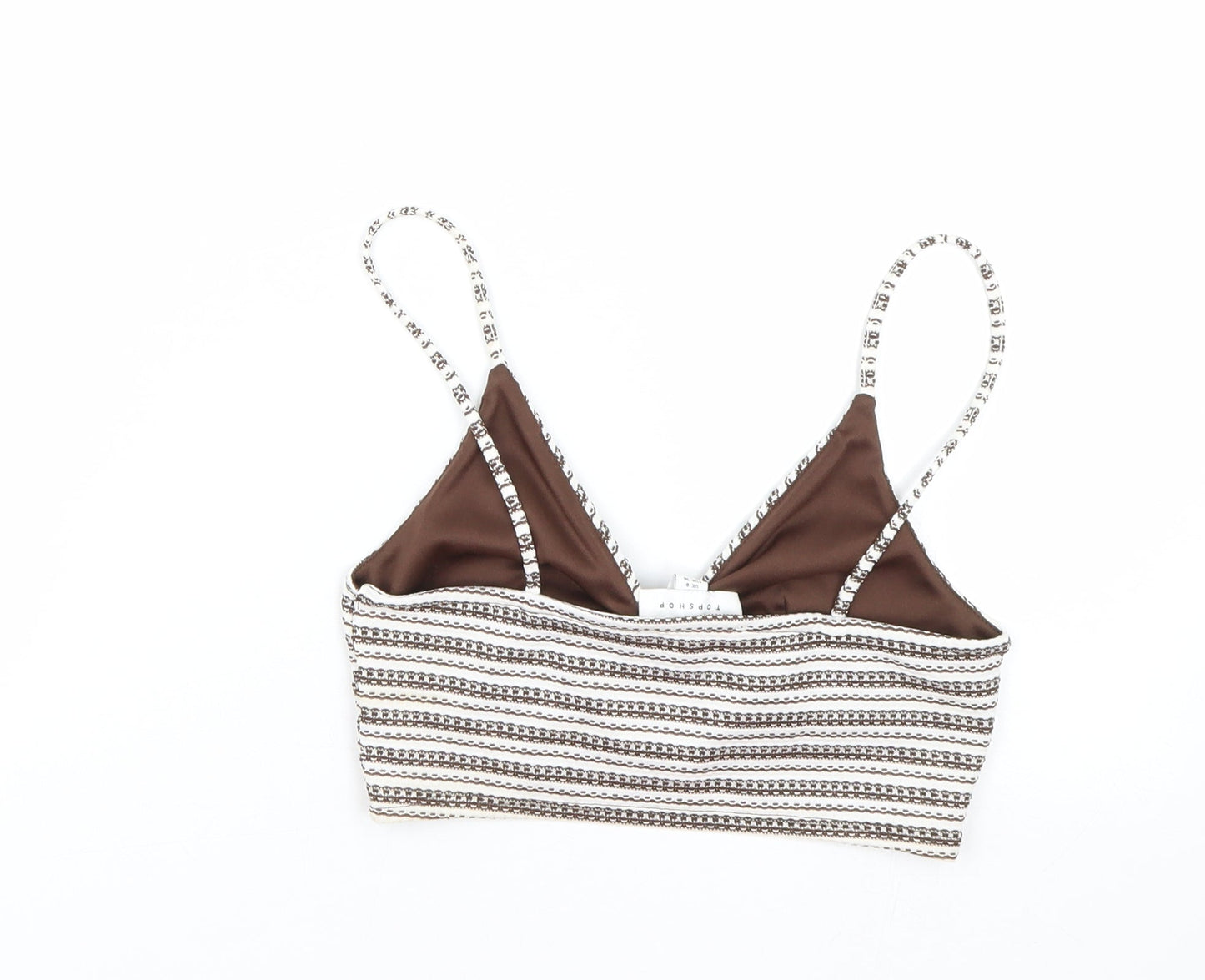 Topshop Womens Brown Striped  Cropped Tank Size 8