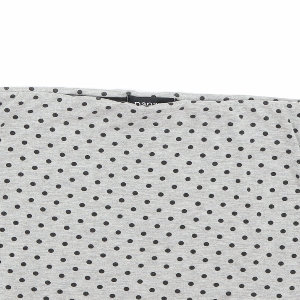 Papaya Womens Grey Polka Dot  Cropped T-Shirt Size 10