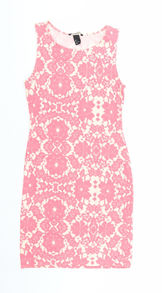 H&M Womens Pink Floral  Tank Dress  Size S