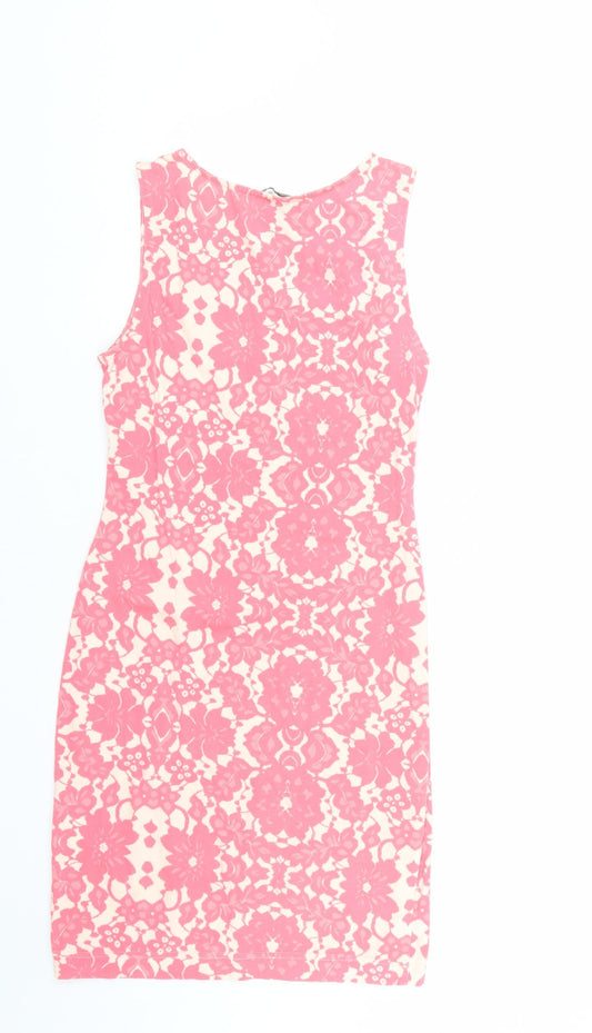 H&M Womens Pink Floral  Tank Dress  Size S