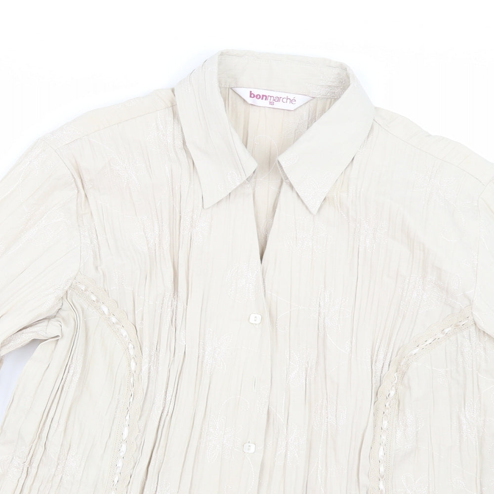 Bonmarché Womens Beige   Basic Button-Up Size 18