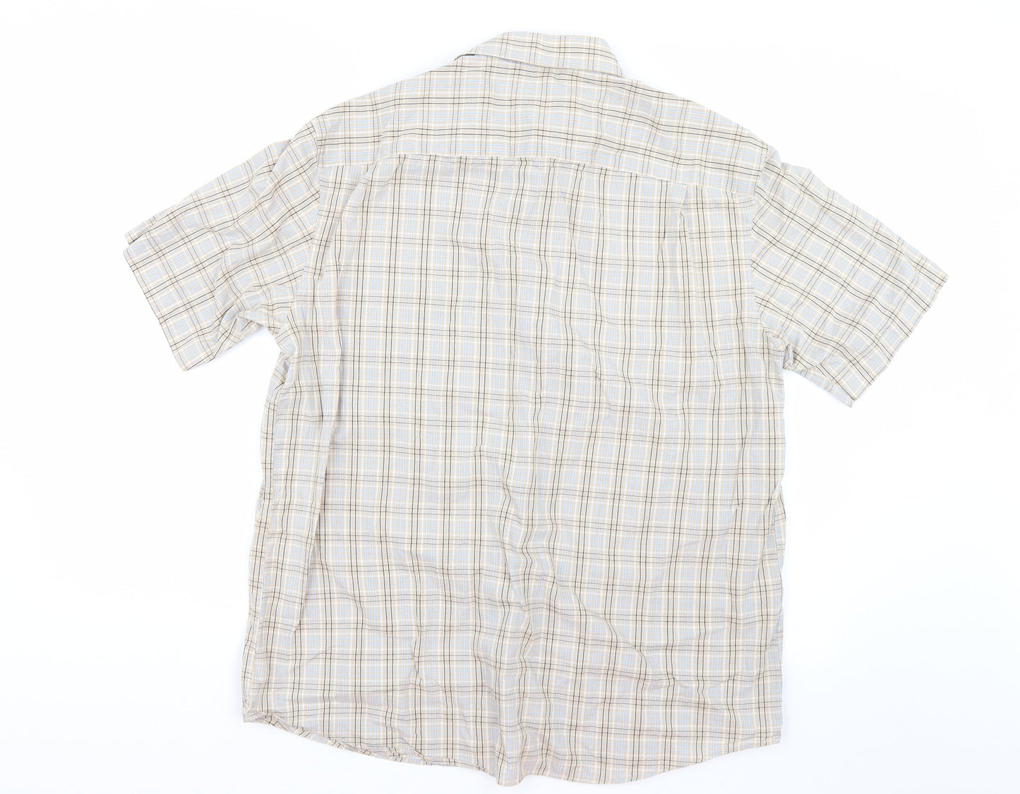 Mens UK Size M Blue Harbour Beige  Button-Up Short Sleeve Casual Shirt