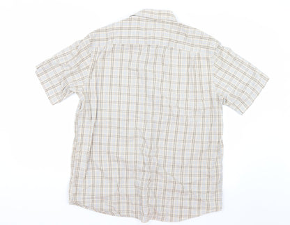 Mens UK Size M Blue Harbour Beige  Button-Up Short Sleeve Casual Shirt