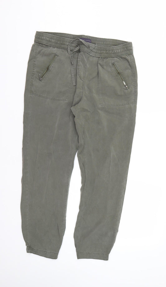 Womens UK Size 34 M&S Regular Fit Capri Green Trousers