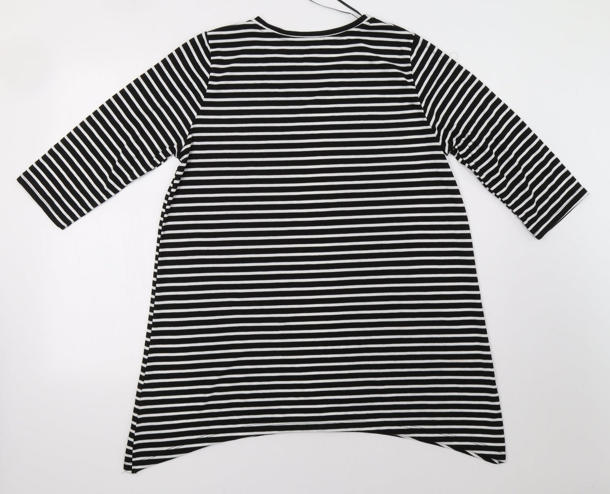 Back view of Primark women’s blue striped pullover sweatshirt, size UK 14