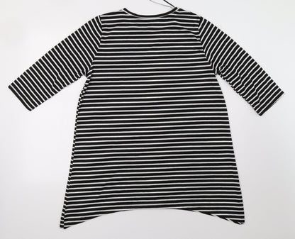 Back view of Primark women’s blue striped pullover sweatshirt, size UK 14