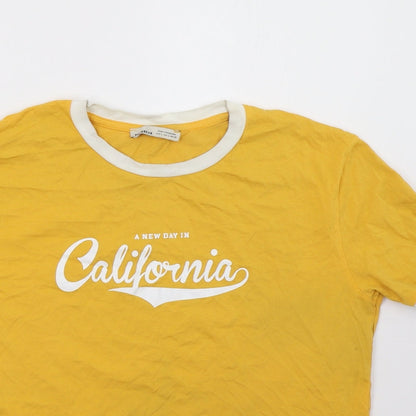 Womens UK Size M Pull&Bear Yellow Basic T-Shirt
