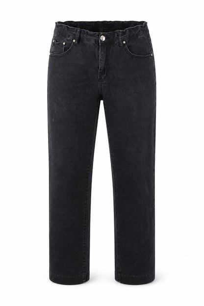 Front view of youse women’s black straight jeans, size UK 34, 30-inch leg