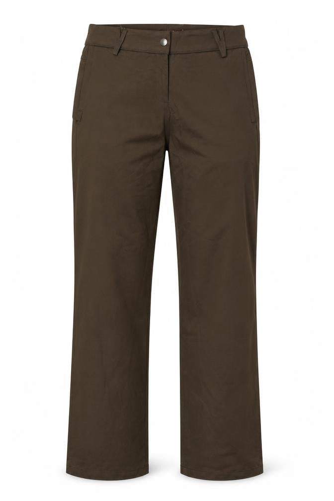 Front view of o&s women’s green trousers, size UK 32, 34-inch leg