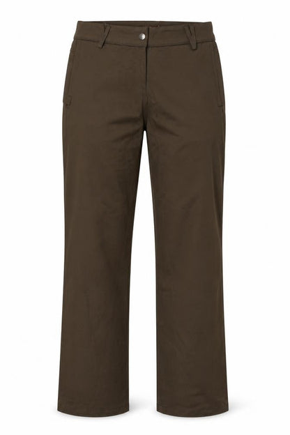 Front view of o&s women’s green trousers, size UK 32, 34-inch leg