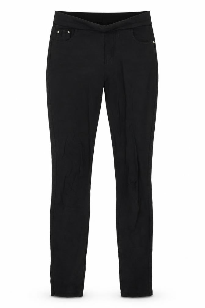Front view of miss christy women’s black skinny jeans, size UK 10, 31-inch leg