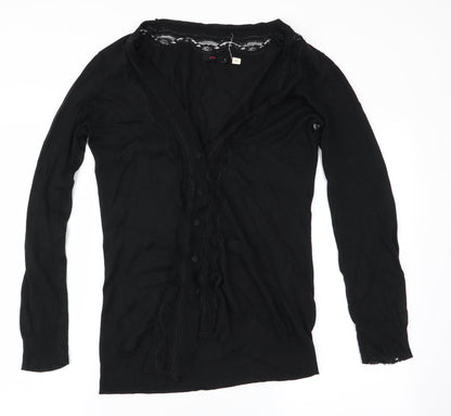 Womens UK Size M Lux Black Cardigan Jumper