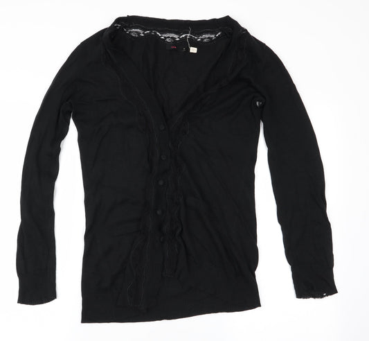 Womens UK Size M Lux Black Cardigan Jumper