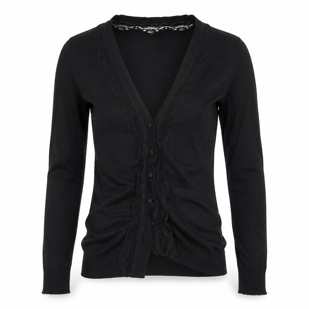 Womens UK Size M Lux Black Cardigan Jumper
