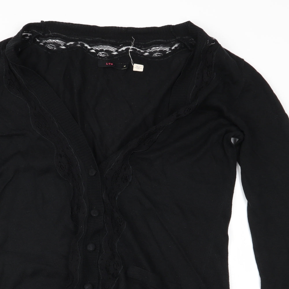 Womens UK Size M Lux Black Cardigan Jumper