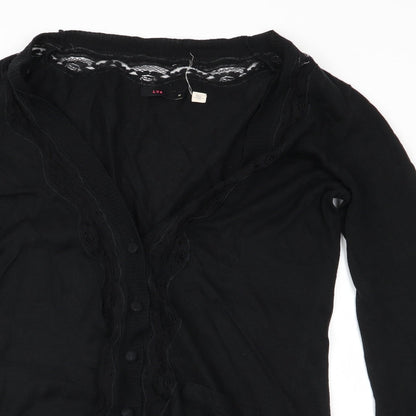 Womens UK Size M Lux Black Cardigan Jumper