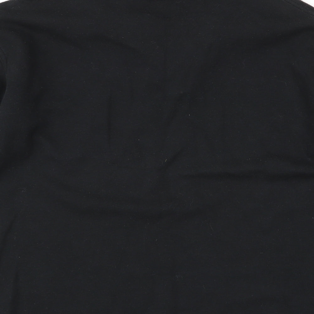 Brand and care label for Campri boys’ black jumper, size 11-12, years