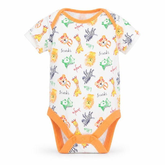 Front view of George Baby Multicoloured Babygrow One-Piece, size 3-6, Months