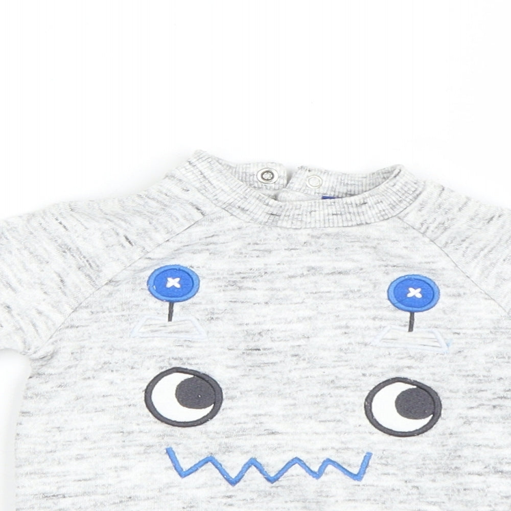 Close-up detail of F&F Baby Grey jumper, size 0-3, Months