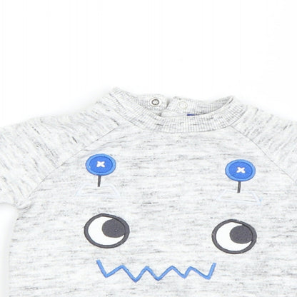 Close-up detail of F&F Baby Grey jumper, size 0-3, Months