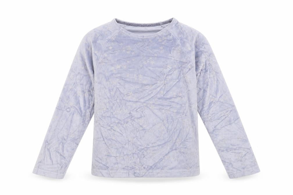 Front view of George girls’ purple top pyjama top, size 10-11, years - star pattern