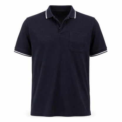 Front view of Gillicci men’s blue polo, size XL