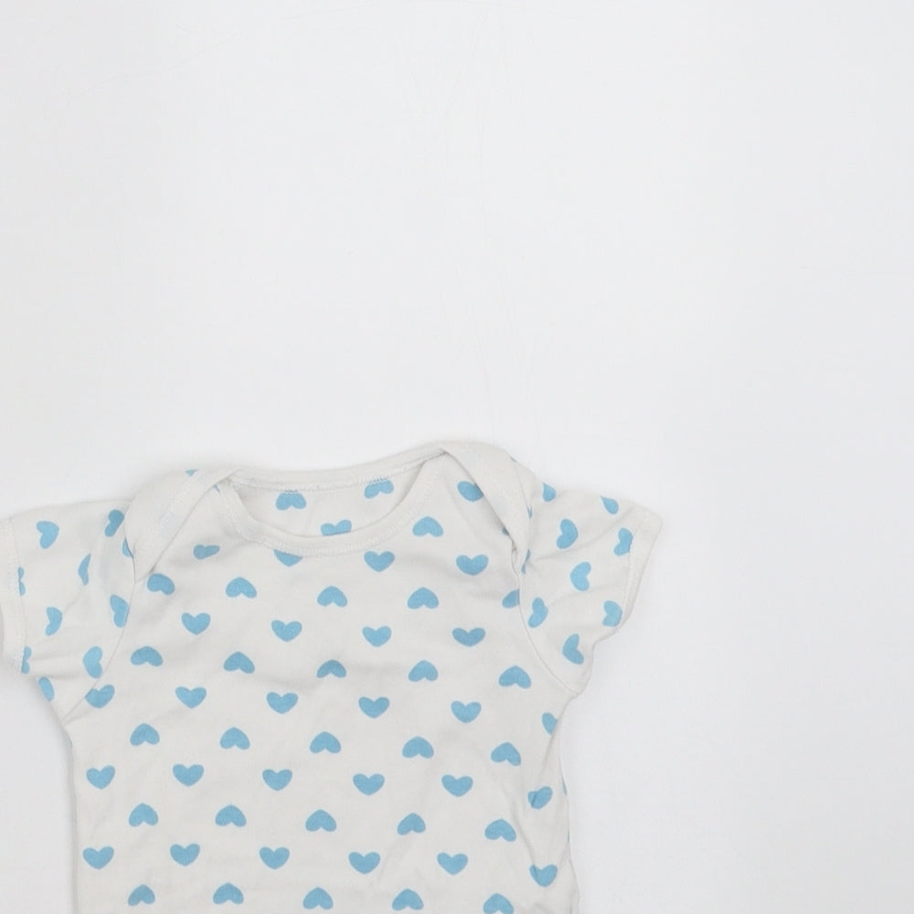 Mothercare Baby White   Babygrow One-Piece Size 3-6 Months  - Heart pattern