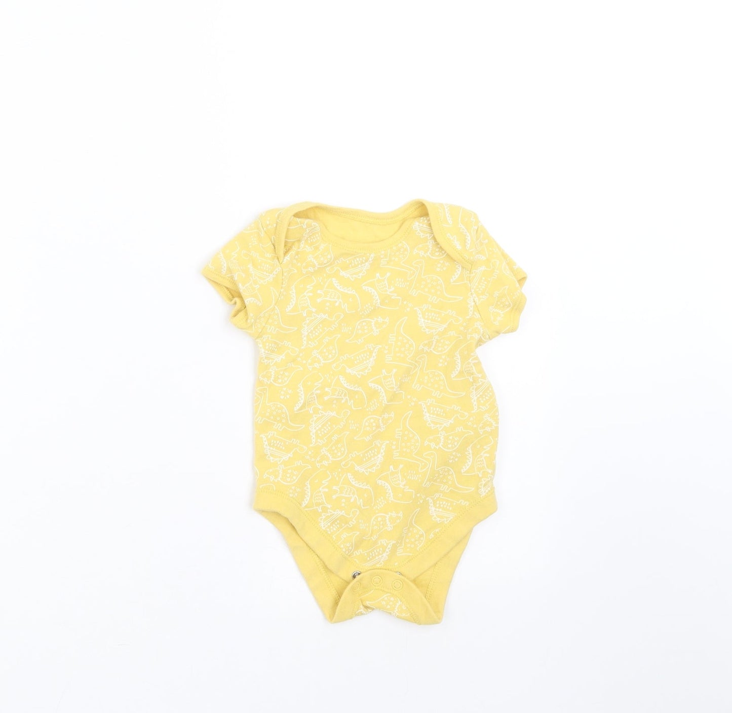 Primark Baby Yellow   Babygrow One-Piece Size 9-12 Months  - dinosaur