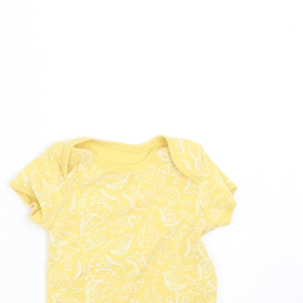 Primark Baby Yellow   Babygrow One-Piece Size 9-12 Months  - dinosaur