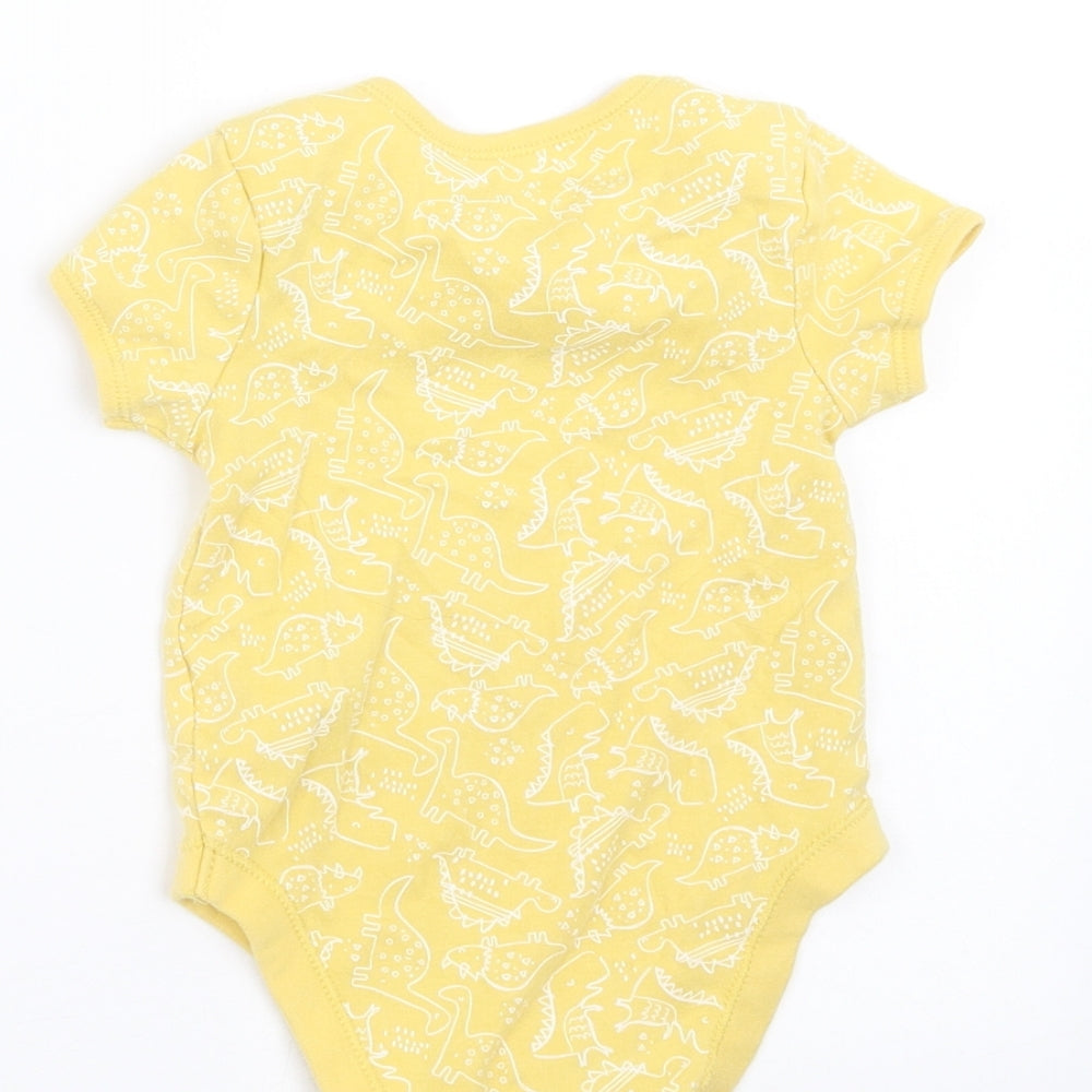 Primark Baby Yellow   Babygrow One-Piece Size 9-12 Months  - dinosaur
