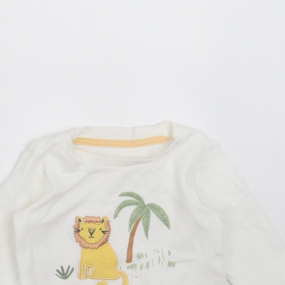 Primark Baby White   Basic T-Shirt Size 9-12 Months  - embroidered lion