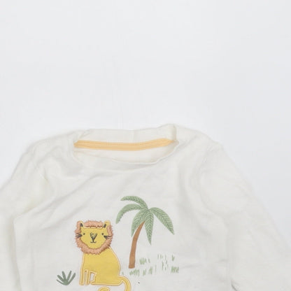 Primark Baby White   Basic T-Shirt Size 9-12 Months  - embroidered lion