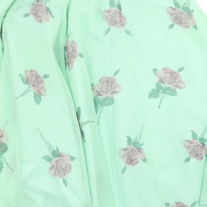 Preworn Womens Green Floral  A-Line Skirt Size 30 in