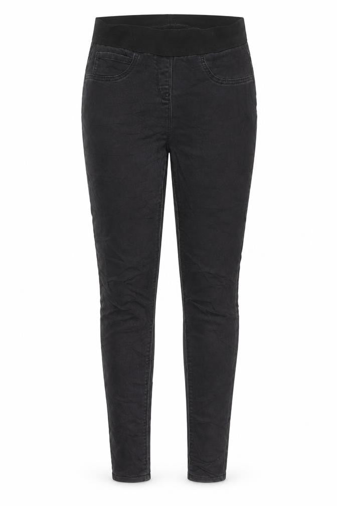 Front view of women’s grey denim jegging jeans, size UK 28, in, 29-inch leg