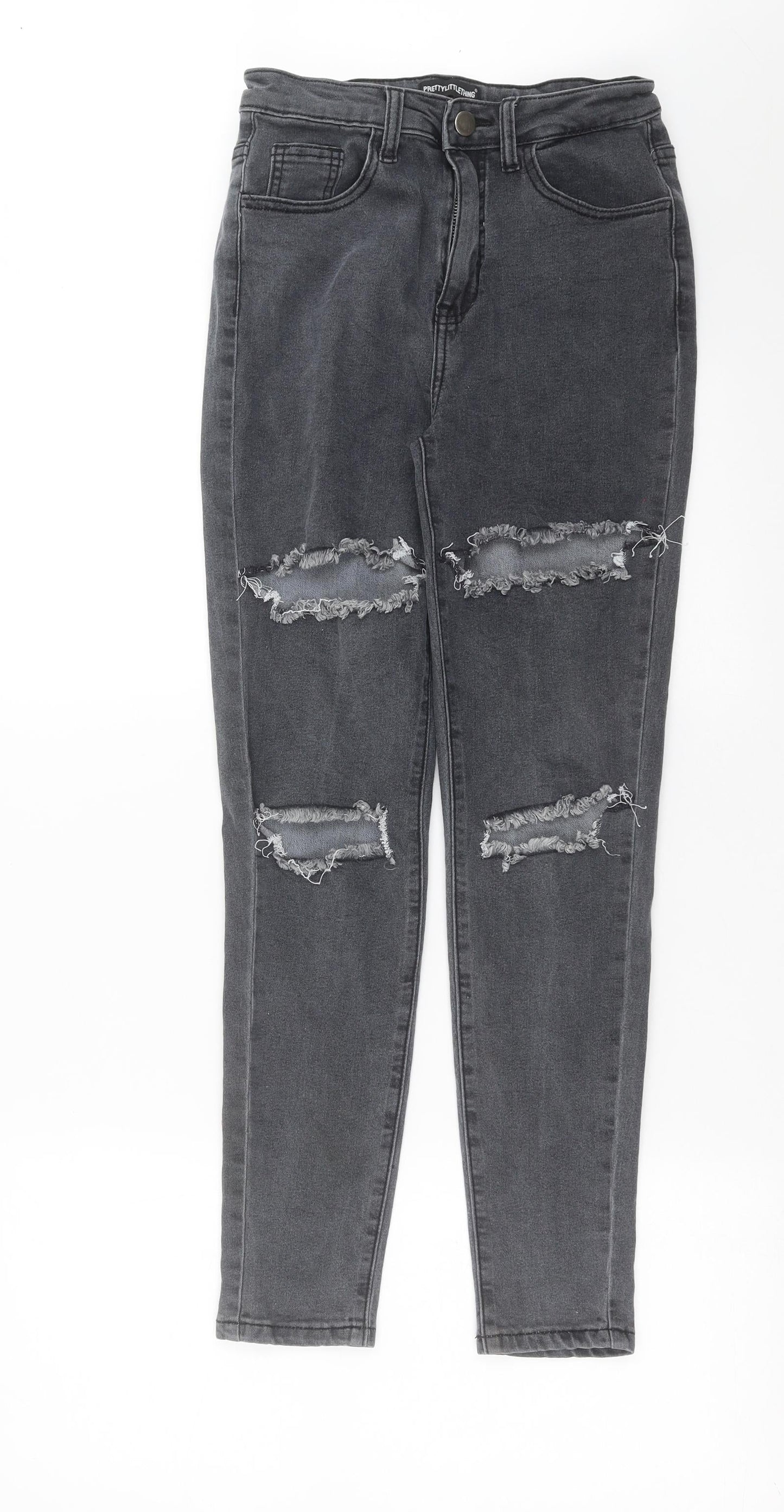 PRETTYLITTLETHING Womens Grey  Denim Skinny Jeans Size 8 L27 in