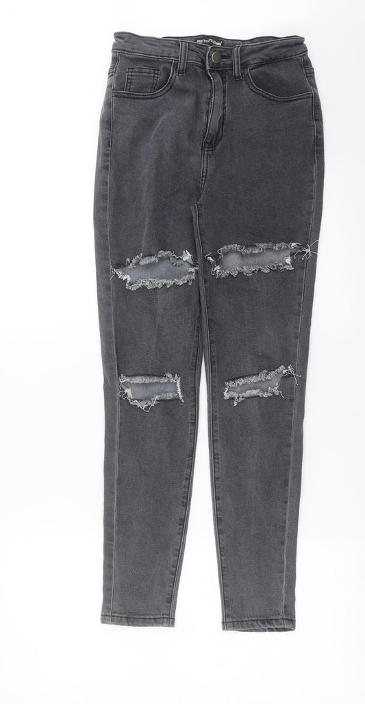 PRETTYLITTLETHING Womens Grey  Denim Skinny Jeans Size 8 L27 in