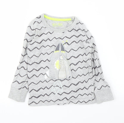 Mothercare Girls Grey Striped  Basic T-Shirt Size 12-18 Months